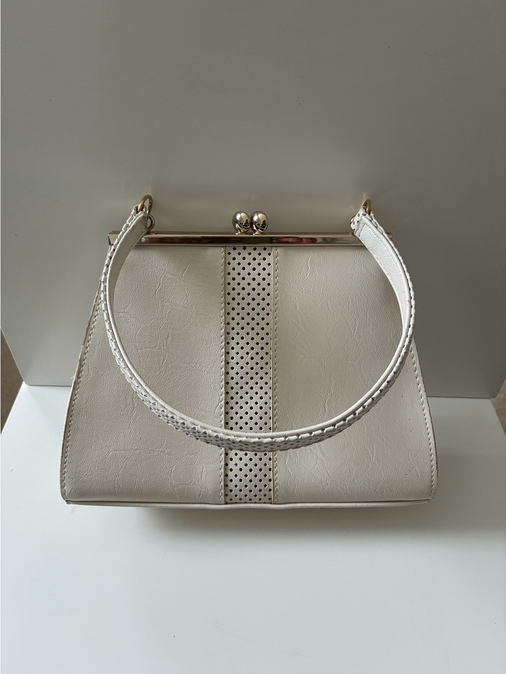 Classic Cream Structured Top-Handle Bag